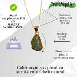 Colier argint 925 placat aur 18k cu Moldavit natural 2.17 g - Accelereaza transformarea personala