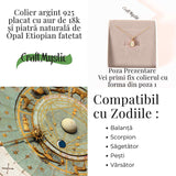 Colier Argint 925 placat cu aur 18K cu Opal Etiopian Fatetat in Forma de Lacrima - Luminile Transformarii Interioare
