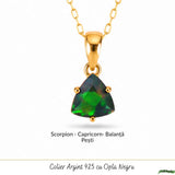 Colier Argint 925 Placat cu Aur 18K cu Opal Negru Triunghi – Protectie si Claritate
