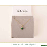 Colier Argint 925 Placat cu Aur 18K cu Opal Negru Triunghi – Protectie si Claritate