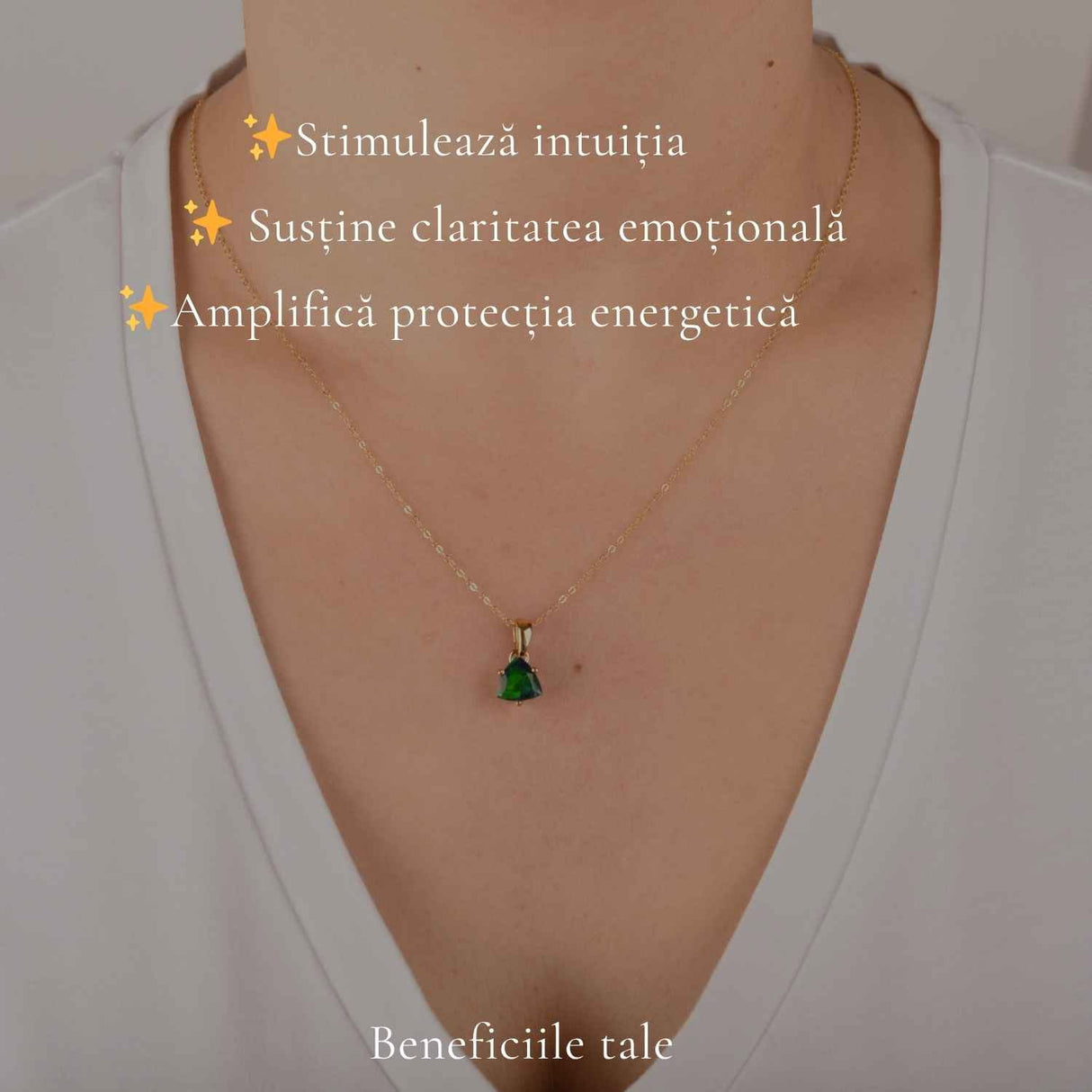 Colier Argint 925 Placat cu Aur 18K cu Opal Negru Triunghi – Protectie si Claritate