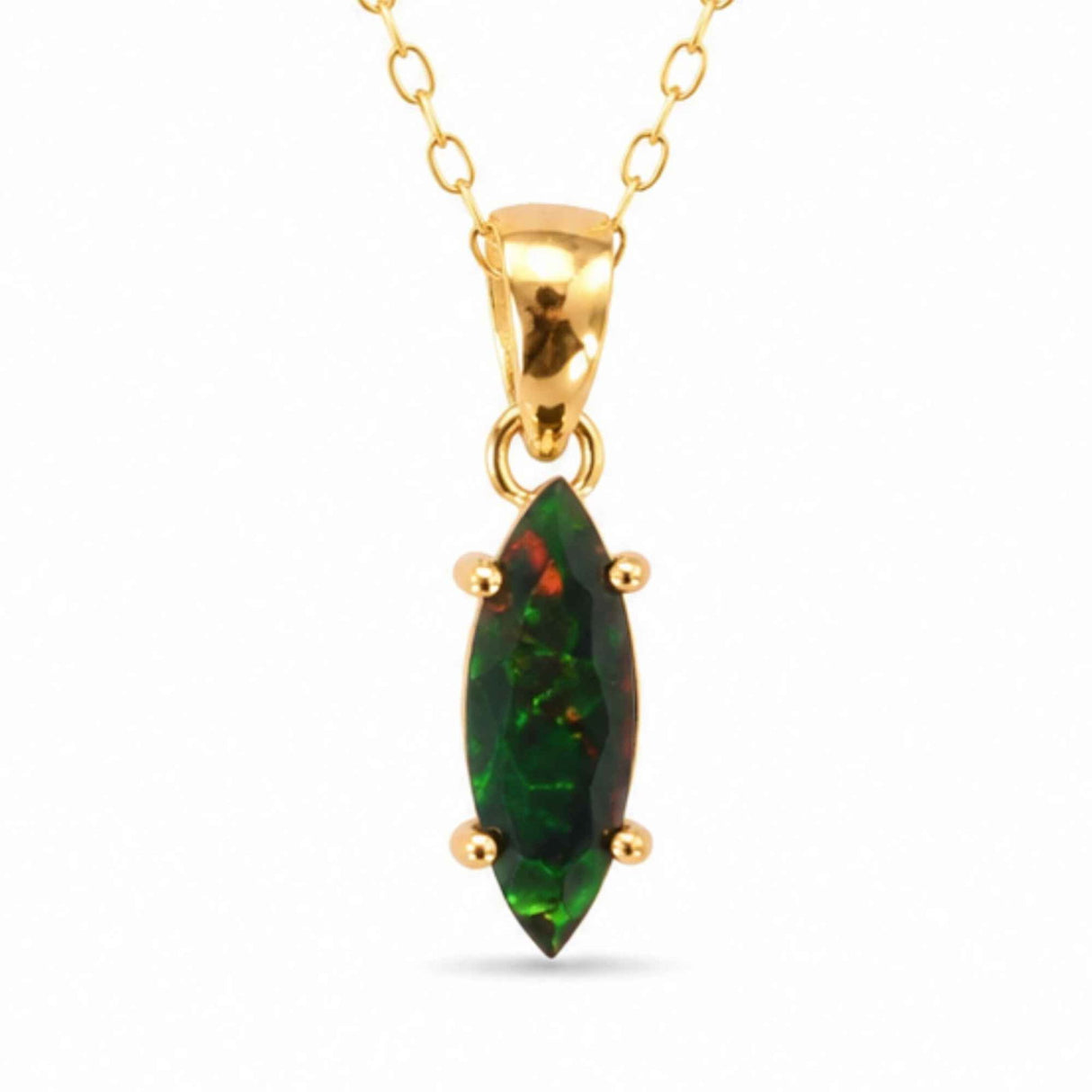 Colier Delicat din Argint 925 Placat cu Aur 18K cu Opal Negru – Eleganta si Protectie