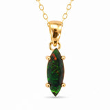 Colier Delicat din Argint 925 Placat cu Aur 18K cu Opal Negru – Eleganta si Protectie