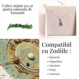 Colier argint 925 cu piatra naturala Tanzanit oval - Claritate si Transformare Interioara