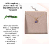Colier Argint 925 placat cu Aur 18K si Tanzanit Oval - Echilibru si Claritate Spirituala