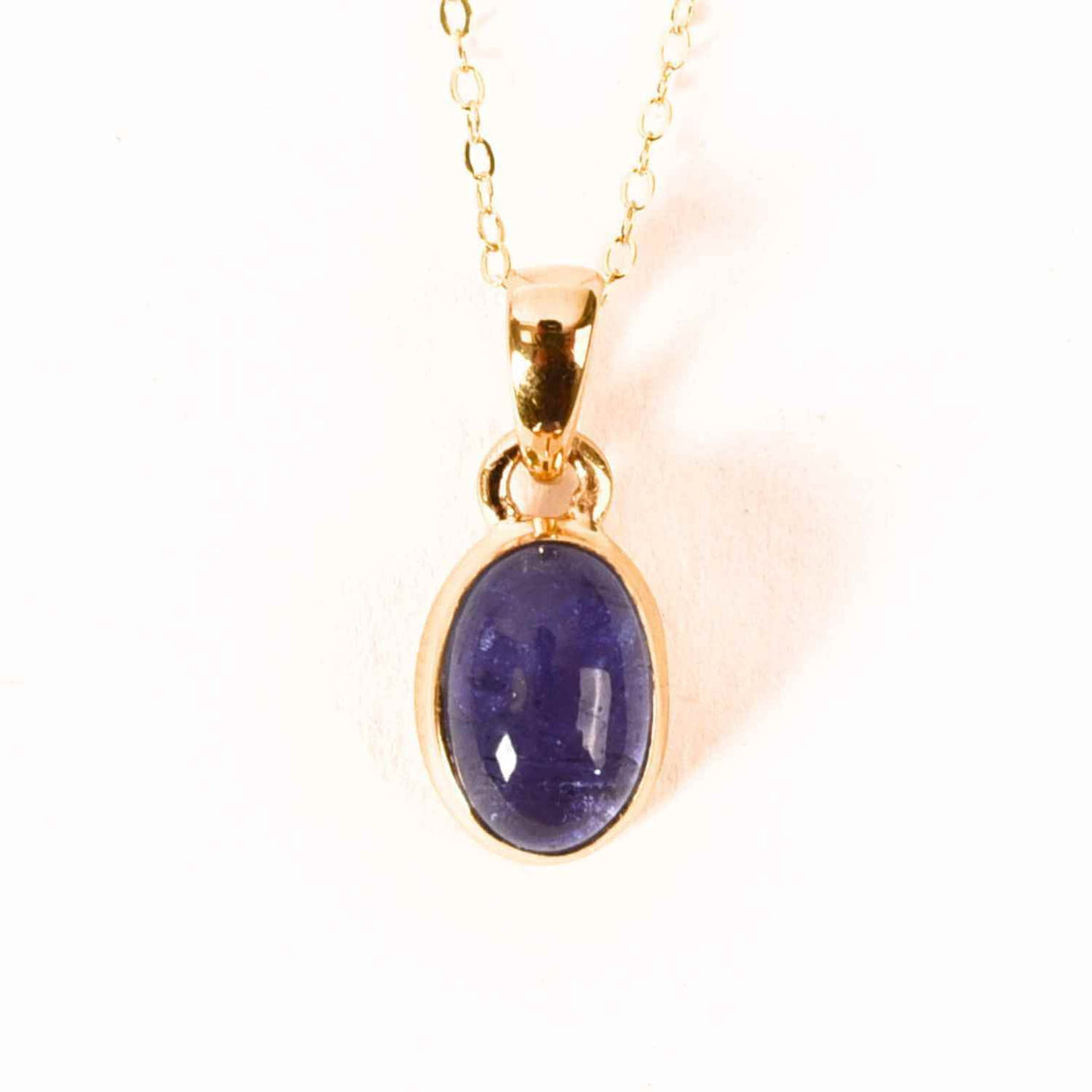Colier Argint 925 placat cu Aur 18K si Tanzanit Oval - Echilibru si Claritate Spirituala