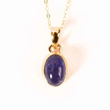Colier Argint 925 placat cu Aur 18K si Tanzanit Oval - Echilibru si Claritate Spirituala