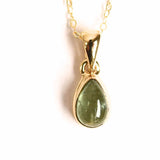 Colier Argint 925 Placat cu Aur 18K si Turmalina Verde Naturala in Forma de Lacrima - Vindecare, Armonie si Renastere