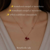 Colier Argint 925 Rose Gold cu Agat Rosu Natural forma calut– Energie, Curaj si Eleganta