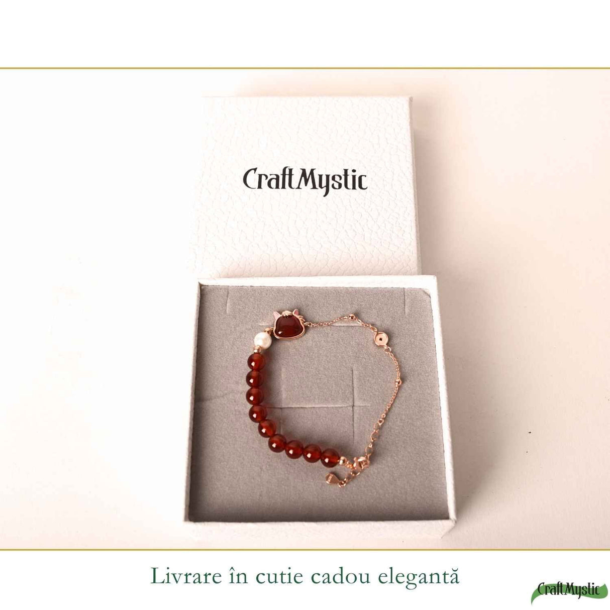 Bratara Argint 925 cu Agat Rosu Natural si Calut – Curaj, Energie si Eleganta