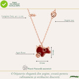 Colier Argint 925 Rose Gold cu Agat Rosu Natural forma calut– Energie, Curaj si Eleganta