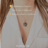 Colier Argint 925 Semiluna cu Chihlimbar Verde Natural - Protectie si Vitalitate