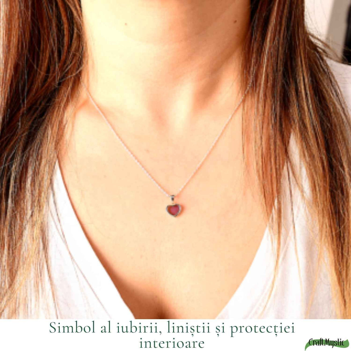 Colier Argint 925 Inima cu Ametist Natural – Calm, Iubire si Echilibru Interior