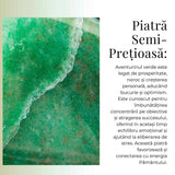 Colier Argintiu cu Aventurin Verde Forma Pi - Echilibru și Prosperitate, Lungime Totala 50 cm, Diametru Pandantiv 20 mm