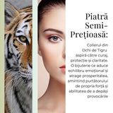 Colier Argintiu cu Ochi de Tigru Forma Pi - Protectie si Energie, Lungime Totala 50 cm, Diametru Pandantiv 20 mm