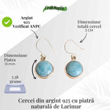 Cercei Argint 925 cu Larimar Rotund - Armonie si Linstire Interioara