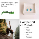 Cercei Argint 925 cu Larimar Rotund - Armonie si Linstire Interioara