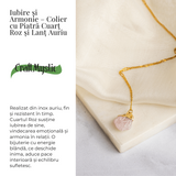 Iubire si Armonie - Colier cu Piatra Cuart Roz si Lant Auriu