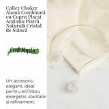 Colier Choker Argintiu cu Cristal de Stanca - Echilibru si Claritate Energetica