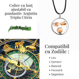 Colier cu pandantiv rotund si 3 pietre de Citrin - Abundenta si Energie Pozitiva