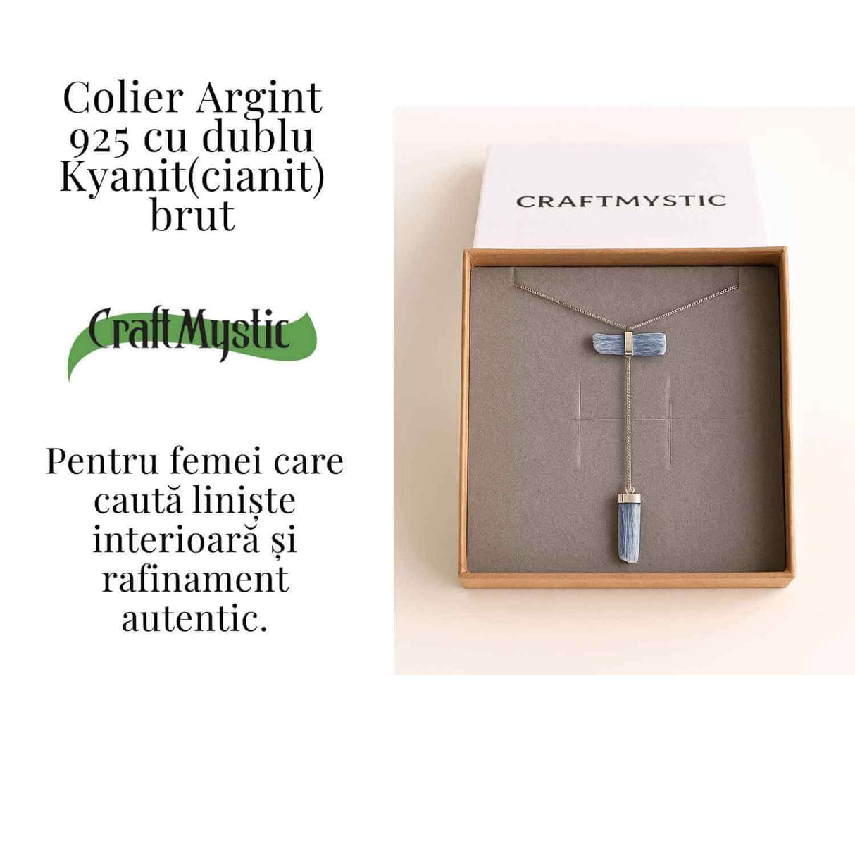 Colier Brut cu Dublu Kianit ( Cianit ) din Argint 925 - Comunicare Autentica si Aliniere Spirituala
