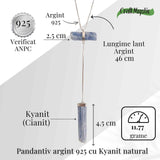 Colier Brut cu Dublu Kianit ( Cianit ) din Argint 925 - Comunicare Autentica si Aliniere Spirituala