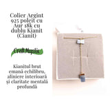 Claritate si Aliniere - Colier din Argint 925 Placat cu Aur 18K cu Dublu Kianit (Cianit)