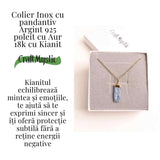 Colier Brut cu Kianit ( Cianit ) din Argint 925 placat cu aur de 18k lant inox - Comunicare Autentică și Calm Mental