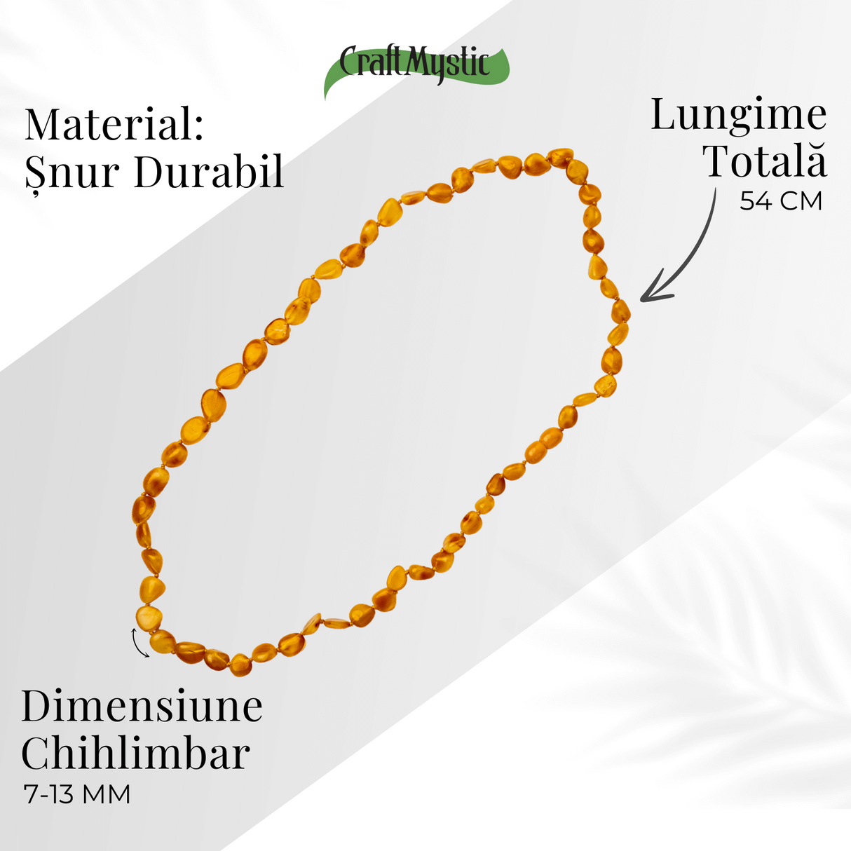 Colier Energetic din Chihlimbar Galben Natural - Protectie, Vitalitate si Lumină Calda Interioara
