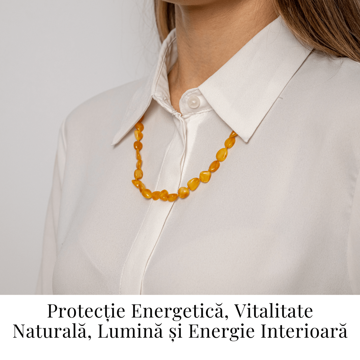 Colier Energetic din Chihlimbar Galben Natural - Protectie, Vitalitate si Lumină Calda Interioara