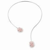 Colier Choker Argintiu cu Cuart Roz Natural – Iubire, Armonie si Echilibru Emotional