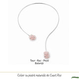 Colier Choker Argintiu cu Cuart Roz Natural – Iubire, Armonie si Echilibru Emotional