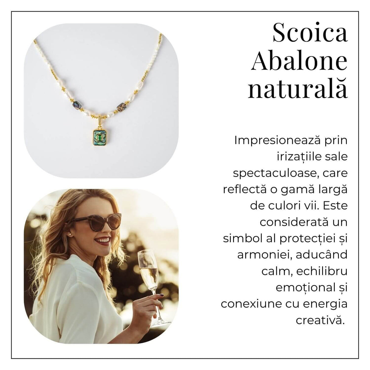 Eleganta si Armonie - Colier cu Perle si Scoica Abalone Naturale