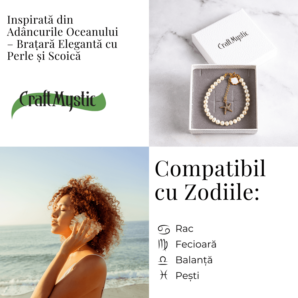 Bratara eleganta cu perle si scoica - Inspirata din adancurile oceanului