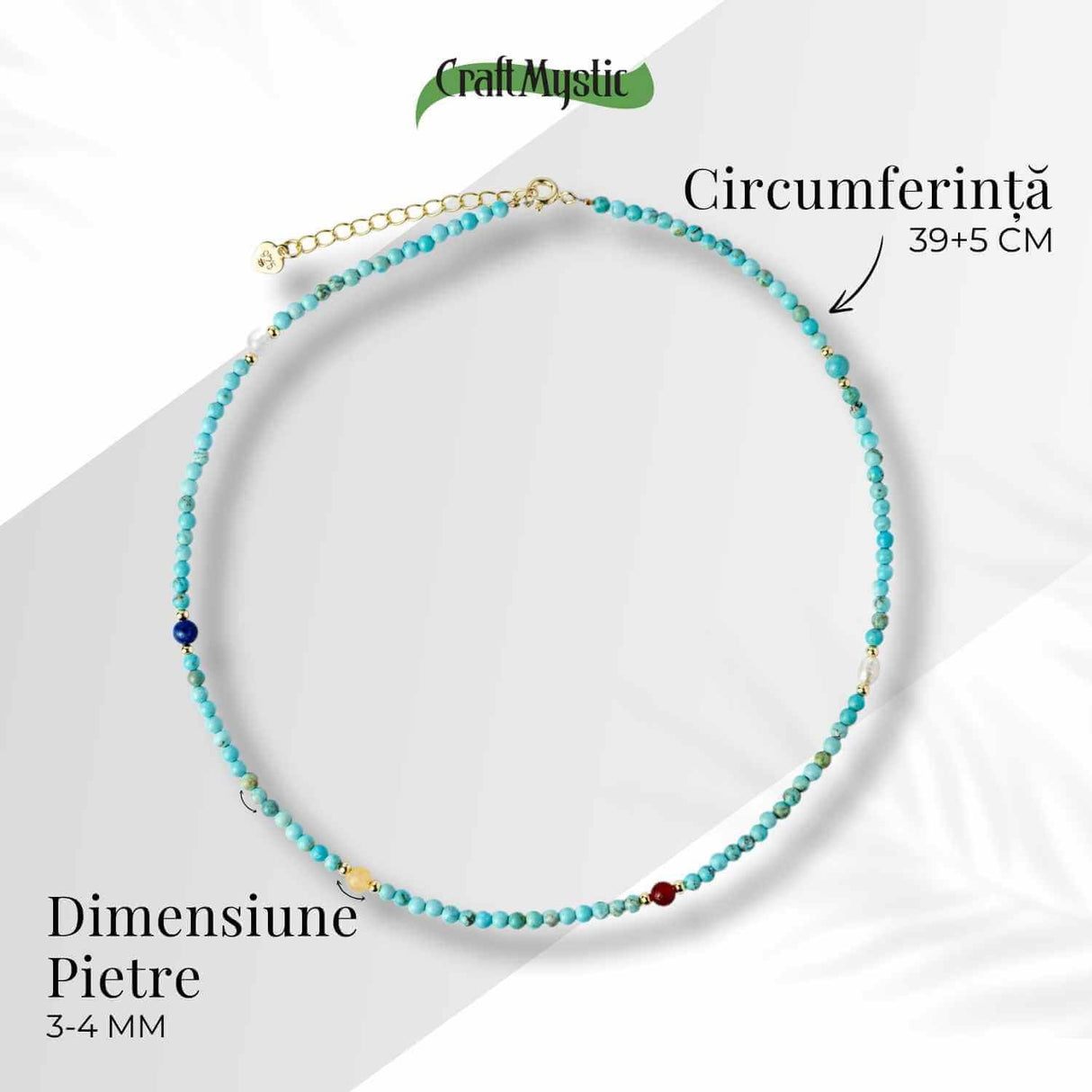 Colier Choker cu Turcoaz, Perle Naturale si Pietre Semipretioase - Energie Pozitiva si Armonie Interioara
