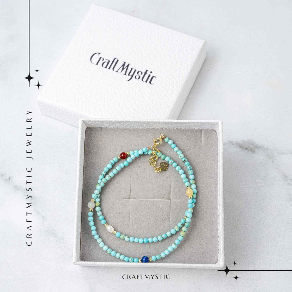 Colier Choker cu Turcoaz, Perle Naturale si Pietre Semipretioase - Energie Pozitiva si Armonie Interioara