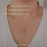 Colier Argint 925 cu Citrin Fatetat Cruce – Energie si Protectie Pozitiva