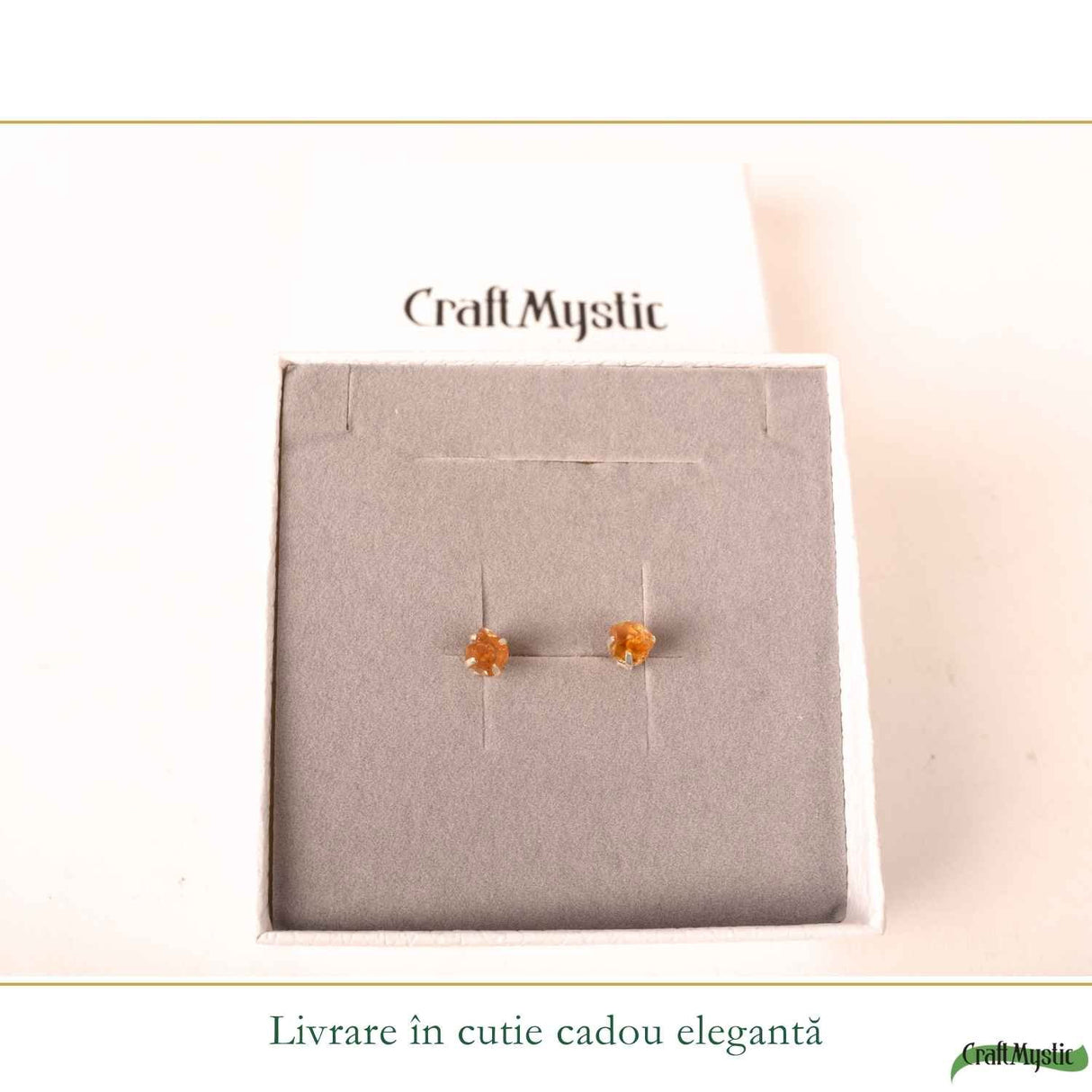 Cercei Argint 925 cu Citrin Brut – Energie Pozitiva si Abundenta Naturala