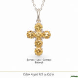 Colier Argint 925 cu Citrin Fatetat Cruce – Energie si Protectie Pozitiva