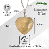 Energie si Bucurie Zilnica - Colier Inima cu Citrin si Argint 925