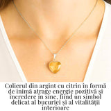 Energie si Bucurie Zilnica - Colier Inima cu Citrin si Argint 925