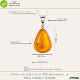 Colier Argint 925 cu Chihlimbar Natural Lacrima – Energie Pozitiva si Eleganta Calda