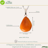 Colier cu Chihlimbar Natural Lacrima si Lant Argint 925 – Energie Calda si Eleganta Delicata