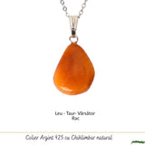 Colier cu Chihlimbar Natural Lacrima si Lant Argint 925 – Energie Calda si Eleganta Delicata