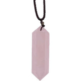 Colier cu cristal vindecator Labradorit 4-5 cm, in forma hexagonala cu dublu varf si saculet satin negru - pentru protectie, vointa si noroc
