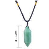 Colier cu cristal vindecator Aventurin Verde 4-5 cm, in forma hexagonala cu dublu varf si saculet satin negru - pentru protectie, vointa si noroc