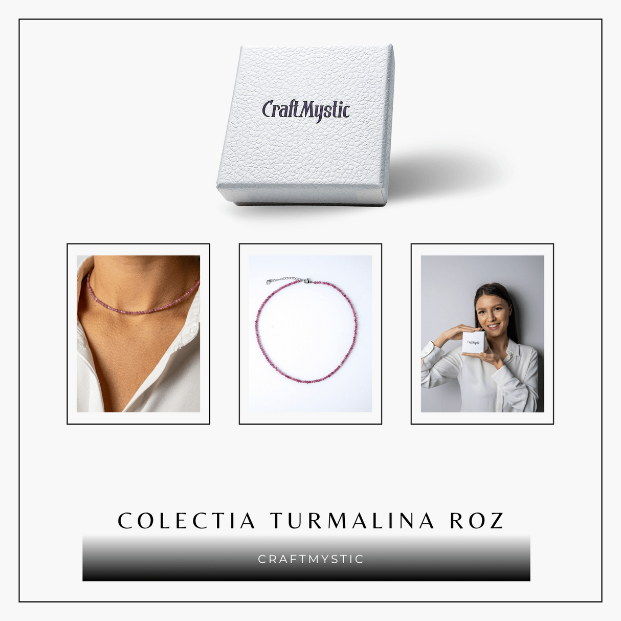 Colier cu pietre naturale de Turmalina Roz fatetata - Iubire, Vindecare si Energie a Inimii