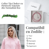 Colier cu pietre naturale de Turmalina Roz fatetata - Iubire, Vindecare si Energie a Inimii