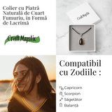 Colier cu Cuart Fumuriu Natural in Forma de Lacrima - Protectie si Echilibru Emotional