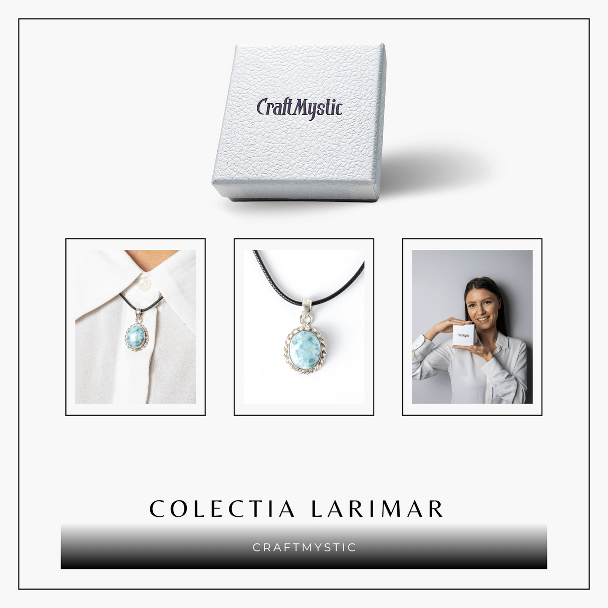 Colier Argintiu cu Larimar Natural Oval/Rotund - Liniste si Conexiune Spirituala